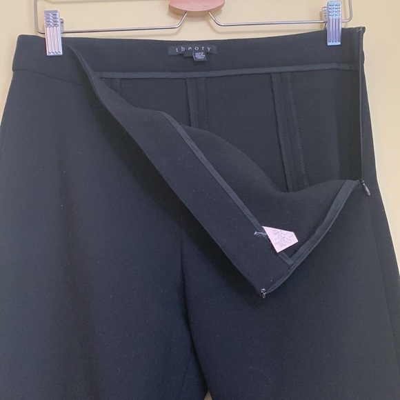Theory | Classic Black Wool Blend Side Zip Stretch Notched Hem Pants Trousers 8 - Picture 10 of 14